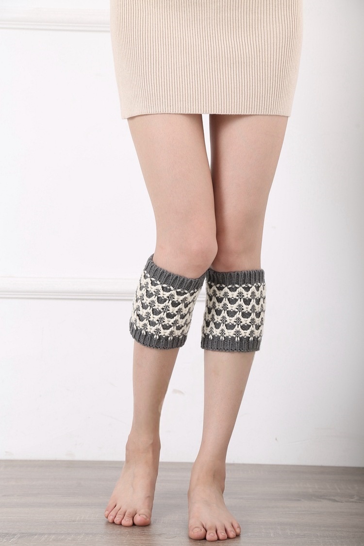 Womens Knit Boot Cuffs Color block wavy Boot Toppers Winter Short Leg Warmers